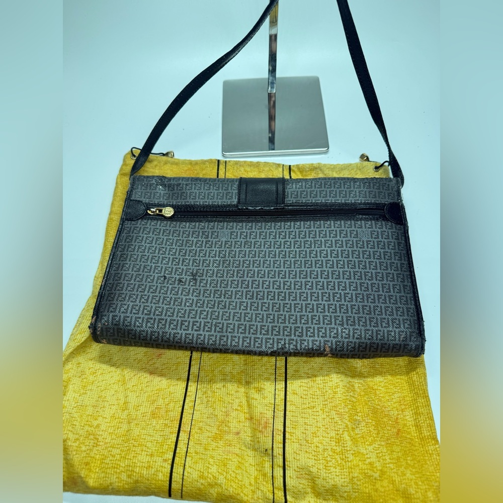 Fendi Vintage Zucca Crossbody Bag Black FF Logo Shoulder Bag Italy READ - Picture 6 of 16